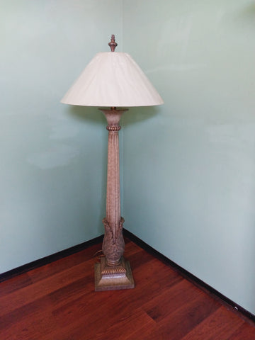 Floor Lamp Satin Brown And Gold Finish With Silk Shade 06-118-JSH-64