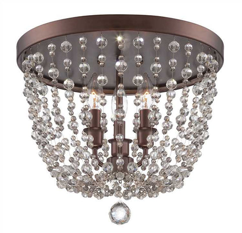 Flush Mount Light Bronze Finish And Hand Cut Beads #140854-14