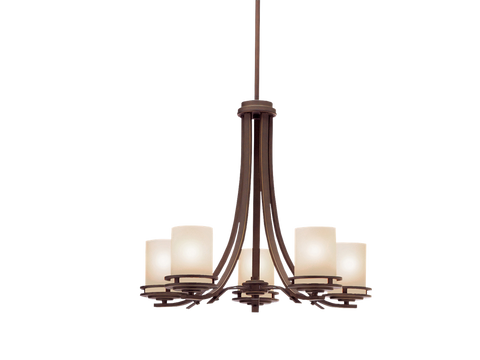 Chandelier Bronze Finish And Amber Glass #010831-014