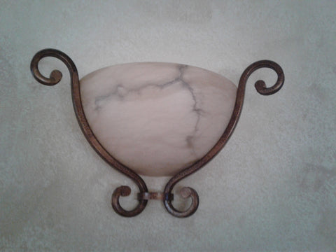Wall Sconce Cream Alabaster Stone and Iron Cooper Bronze Finish 10-118-JSH