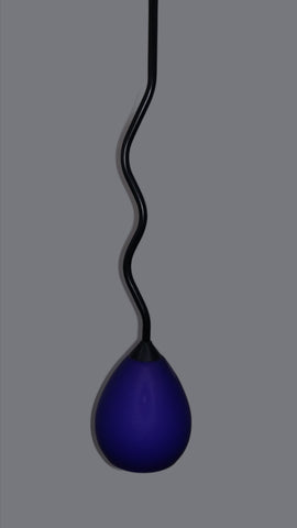 Mini Pendant Light Cobalt Blue Glass And Black Metal Rod 3218-21-JSH-Za