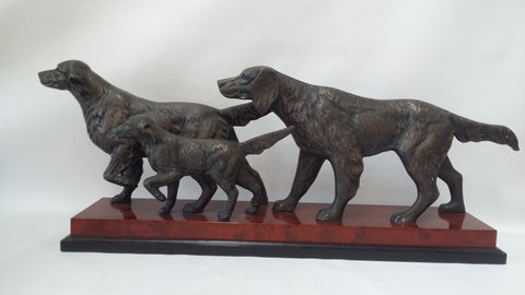 Accessories Bronze And Wood Hunting Dogs 20118-JSH-129