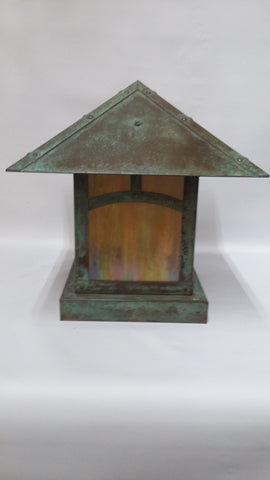 Outdoor Column Solid Brass Patina Finish And Gold Iridescent Glass 19118-JSH 2332