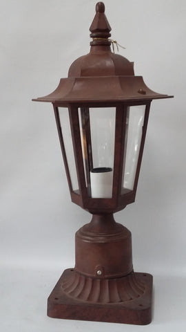 Outdoor Post Lamp Rust Finish And Acrylic Panels 1918-2525