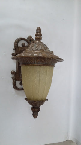 Outdoor Wall Light Antique Brass Finish With Cream Glass 17118-JSH-333