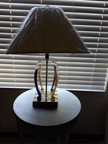 Table Lamp Clear and Color Accent With Chrome Base Silk Shade 07-118-JSH-49