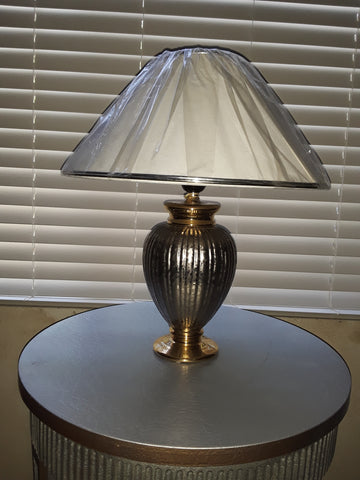 Table Lamp Satin Nickle Finish And Gold With White Shade 07-118-JSH-115