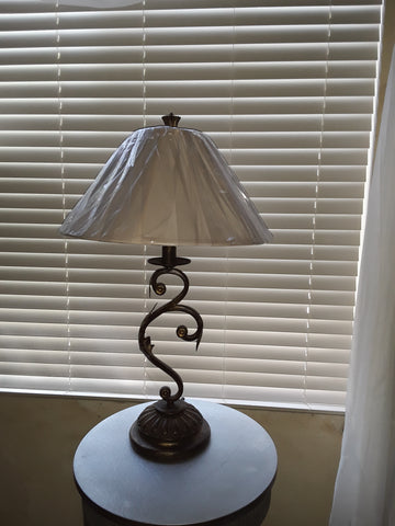 Table Lamp Bronze Finish Metal With Silk Shade 07-118-JSH-1-2