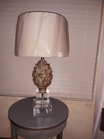 Table lamp Lucite And Wood Base With Drum Shade 07-118-JSH-76