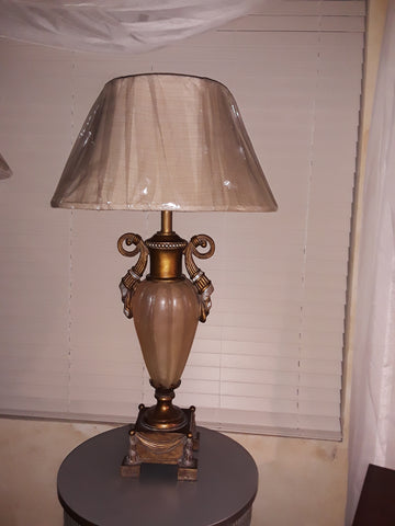 Table Lamp Antique Gold And Silver With Cream Shade 07-118-JSH-95