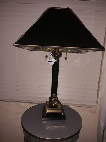 Table Lamp Black Marble and Black Square Shade 07-118-JSH-90