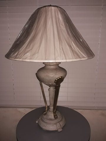 Table Lamp Antique Silver Crackle Finish With And Silk Shade 07-118-JSH-15