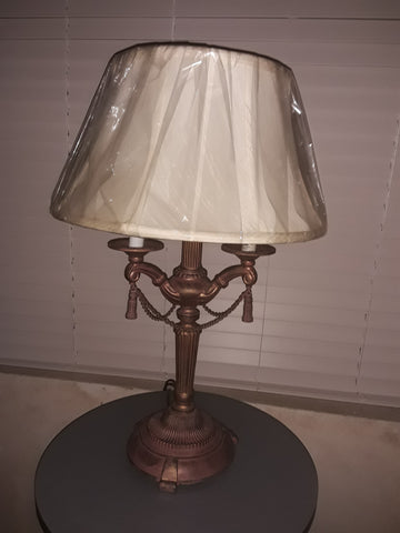 Table Lamp Antique Bronze Metal Base With Silk Shade 07-118-JSH-12