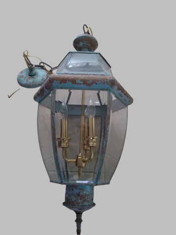 Outdoor hanging lamp acid green finish with beveled glass 023-jsh -0033