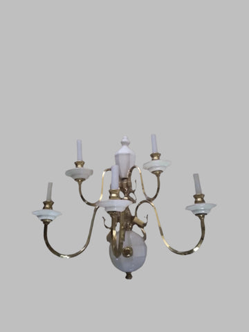 Wall sconce white crackle ceramic and brass finish 02-2057-WC