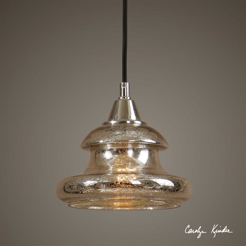 Mini Pendant Satin Nickel Finish And Mercury Glass#03855-8