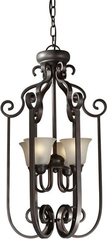 Pendant Bronze Finish And Amber Glass #020820-014