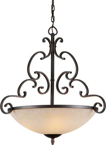 Pendant Dark Bronze Finish And Umber Glass #020820-34