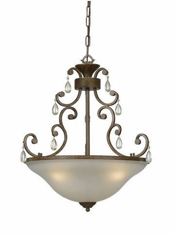 Pendant Antique Bronze Finish And Cream Glass With Crystal Accents #020850-015