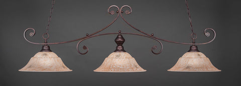 Pool or Island Lamp Bronze and Italian Marble Glass 353-BRZ-53