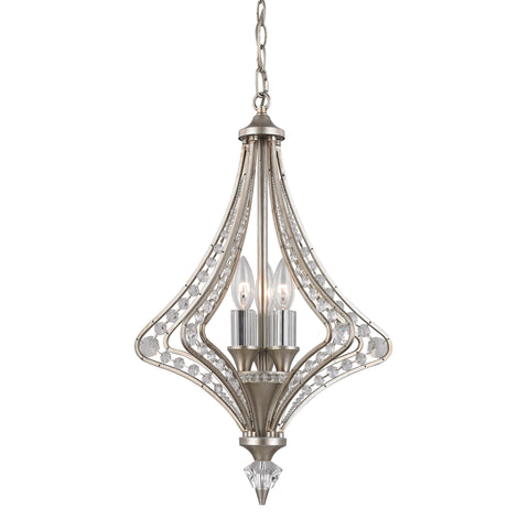 Pendant Satin Silver Finish And Crystal Accents #020817-14
