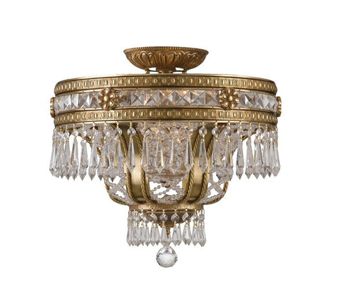 Semi Flush Mount Aged Cast Bronze Finish And Hand Cut Crystal #140854-014