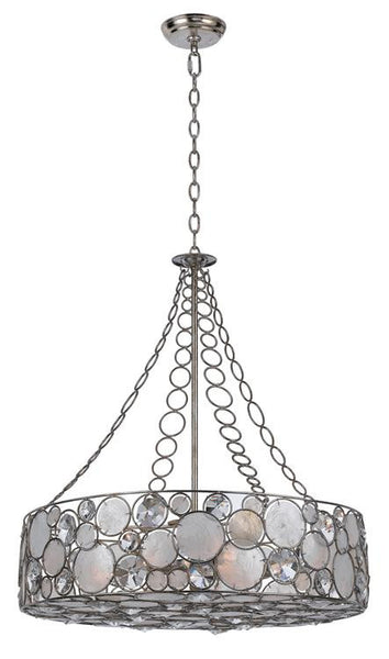 Pendant Antique Silver With Neutral Capiz Shell Lenses