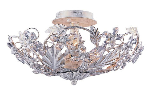 Semi Flush Mount Antique White Finish And Hand Cut Crystal #150854-014