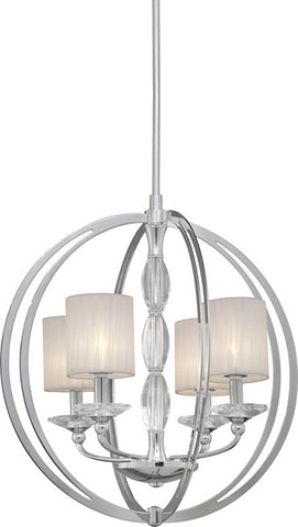 Pendant Chrome Finish with Fabric Shades And Crystal Accents #020820-04