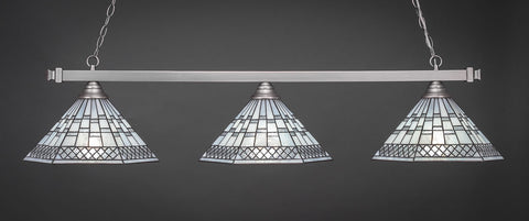 Pool or Island Lamp Brushed Nickel Finish Pearl and Pewter Tiffany Shade 803-910-BN