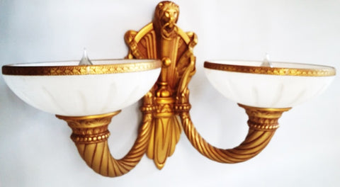 Wall Sconse Satin Gold With Alabaster Stone Shades 10-118-JSH-A33