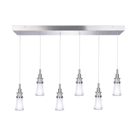 Chandelier 6 Lights Polished Nickel With Glass 014-618-TIN