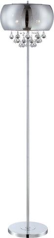 Floor Lamp Chrome Finish With Smoke Mirrored Glass Shade And Crystal Accents #060833-014