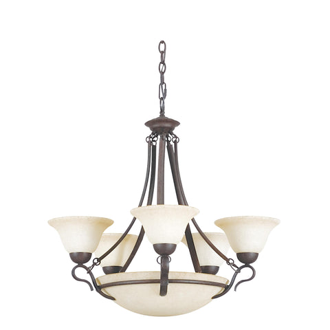 Chandelier Bronze Finish With Turismo Glass #010803-34