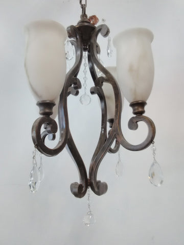 Mini Chandelier Bronze And Shades With Crystal Accent 121826-JSH-MFL