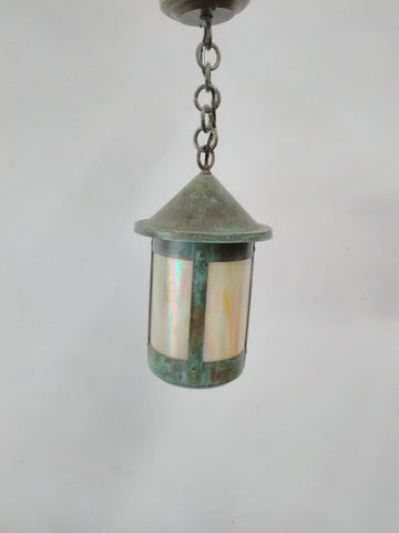 Outdoor Hanging Solid Brass Patina End Gold Glass 1821848-JSH-335