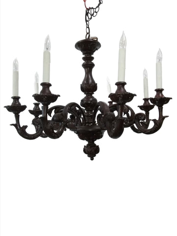 Chandelier Wood Hand Carved Dark Brown Finish  010118-JSH