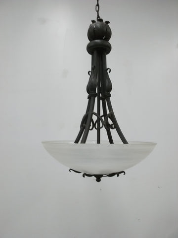 Pendant Black Iron And Alabaster Glass 2218-JSH-BK-1