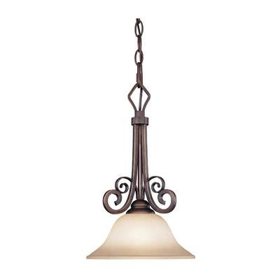Mini Pendant Bronze Finish and Light Amber Glass Shade #03801-192