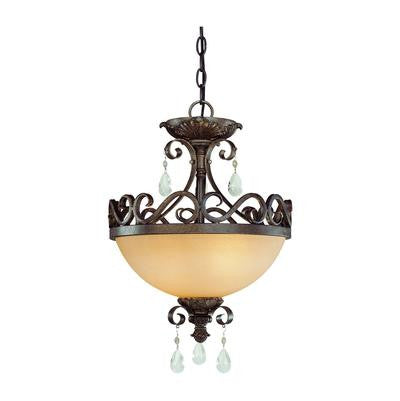 Semi Flush Mount  French Roast Finish With Light Amber Glass #150801-92