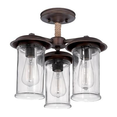 Semi Flush Mount  Antique Bronze Finish And Clear Glass #150801-20