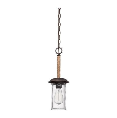 Mini Pendant Antique Bronze Finish Natural Rope And Clear Glass #030801-21