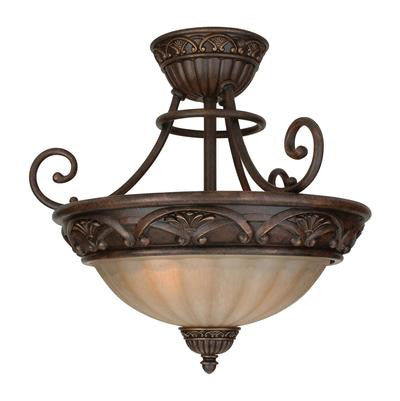 Semi Flush Mount  Aged Bronze Finish and Cream Glass #140901-296