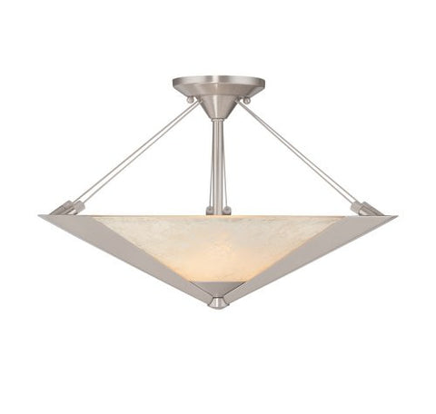 Semi Flush Mount Polished Nickel And Frosted Glass #150838-14