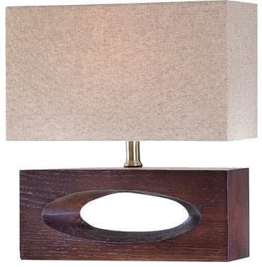 Table Lamp Walnut Finish And Linen Shade #070833-14