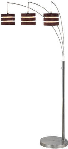 Floor Lamp Polished Steel and walnut Shades #060833-14