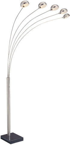 Floor Lamp Polished Steel Metal Shade And Marble Base#060833-14