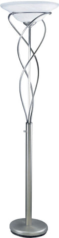 Floor Lamp Satin Steel Finish And Alabaster Glass Shade #060833-014