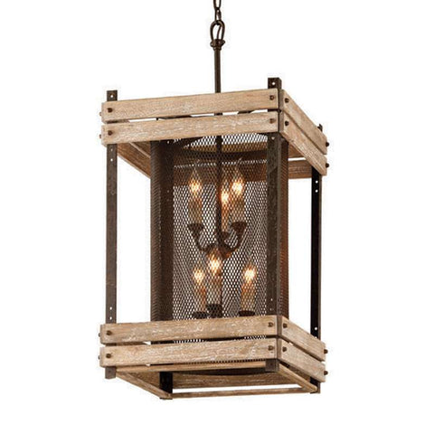 Pendant Rusty Iron and Wood 480220-16