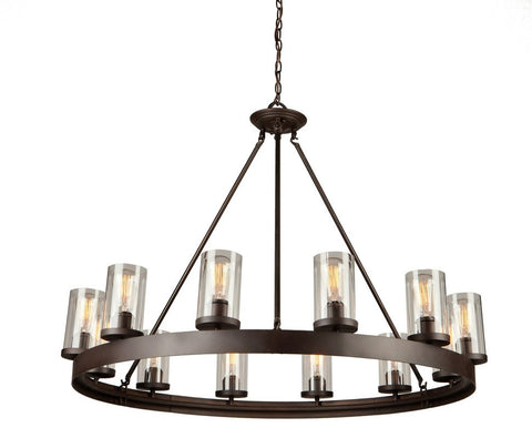 Chandelier Dark Bronze Finish With Clear Glass Shades #010807-015